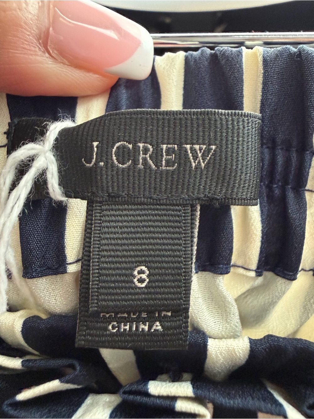 J.Crew Women’s Navy & Ivory Striped Midi Skirt with Pockets. Size: 8 - Picture 2 of 5